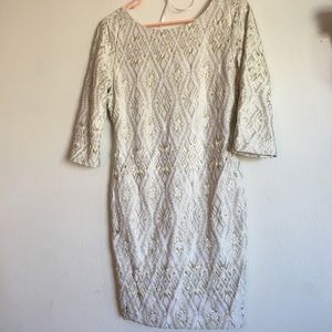 Gold and white bodycon dress